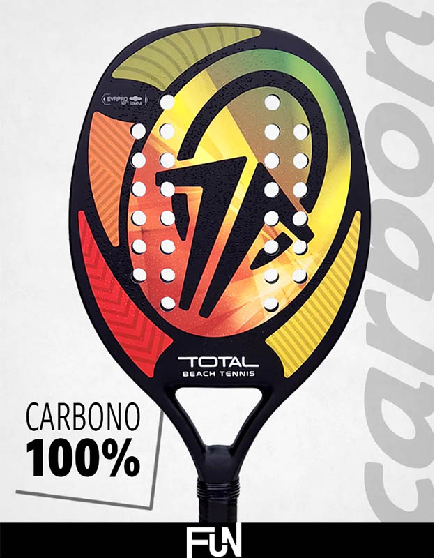 Raquete Beach Tennis Total Fun 100% Carbono + Raqueteira