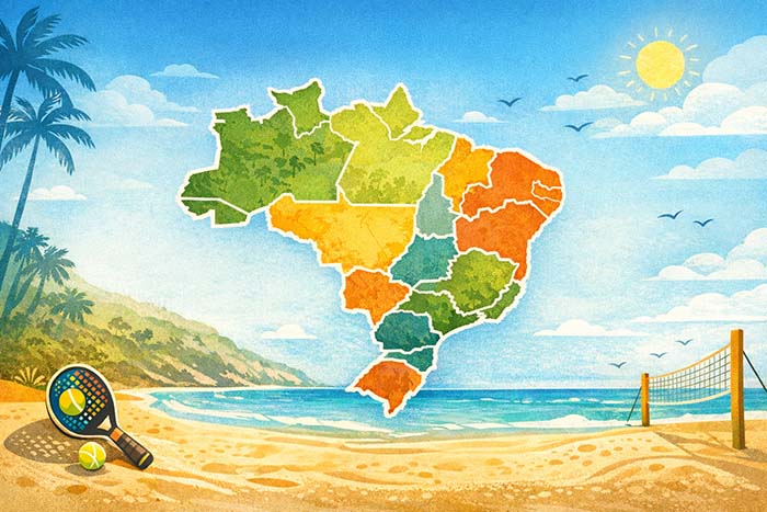 Quais estados e cidades brasileiras mais praticam beach tennis no Brasil